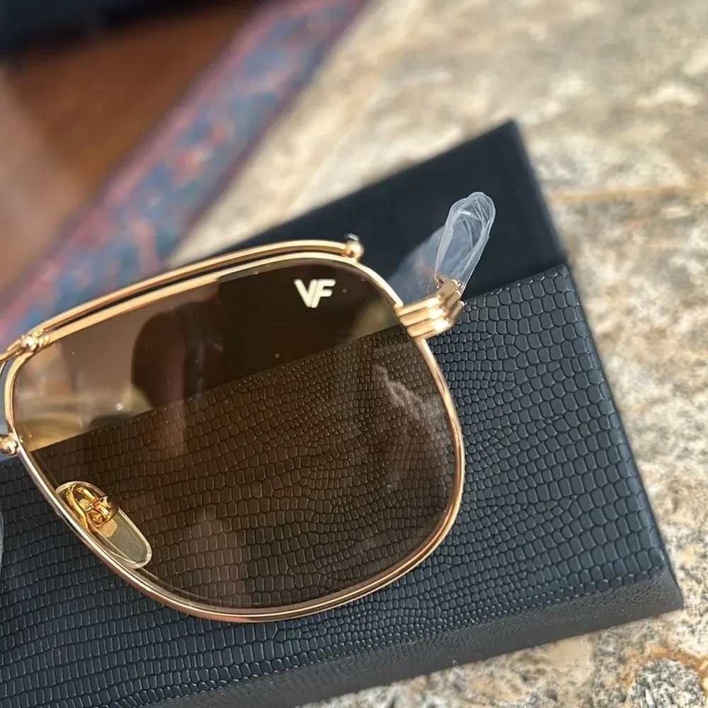 vintage frame company Gold Aviator Sunglasses